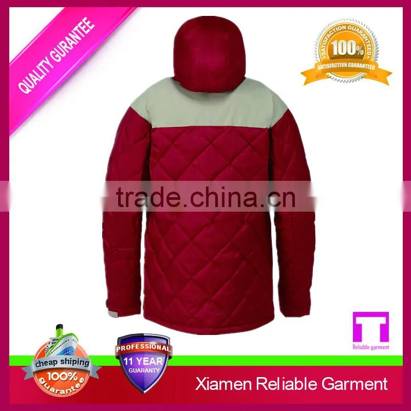 Red colour custom satin 90% down 10% feather jacket
