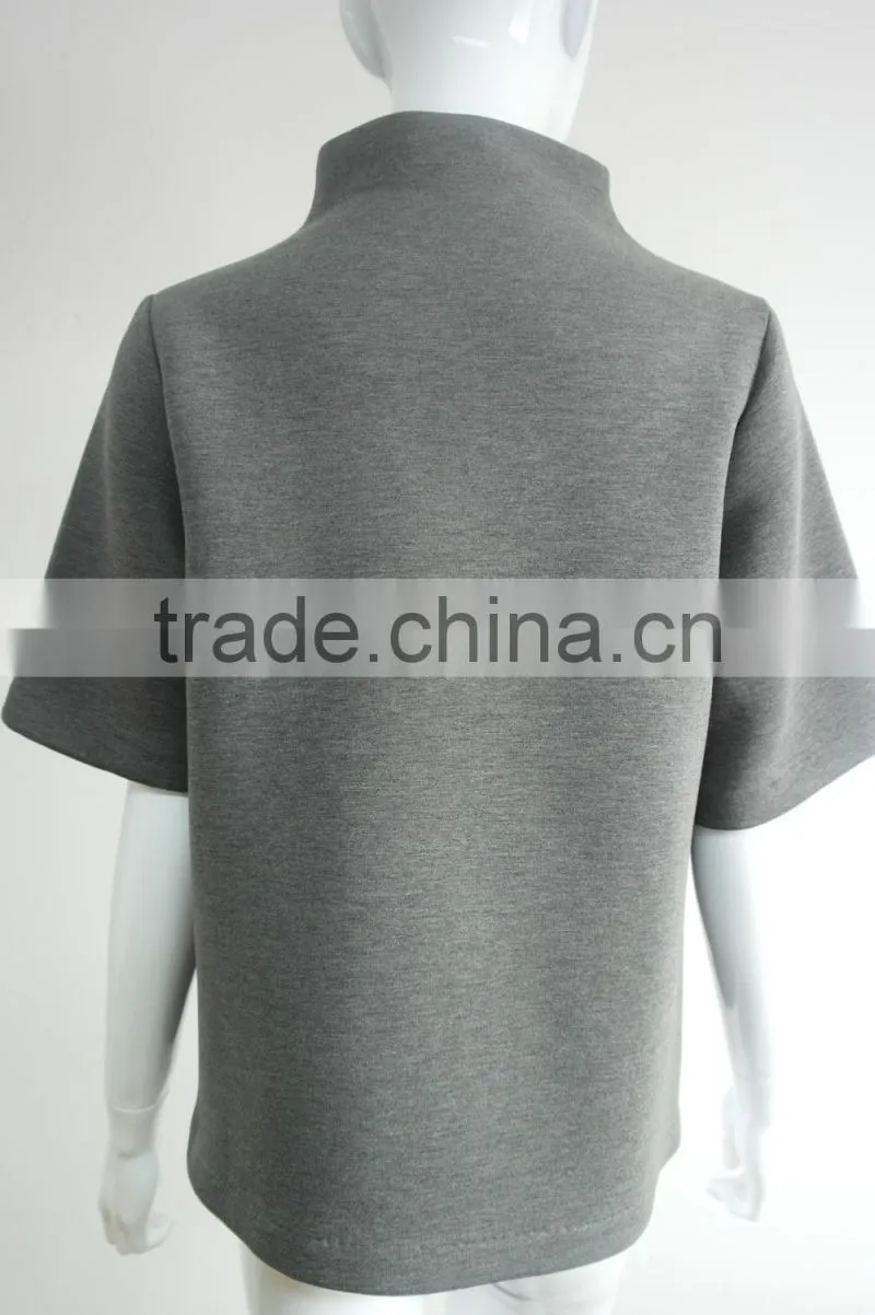 Fashion women neoprene knit blouse top