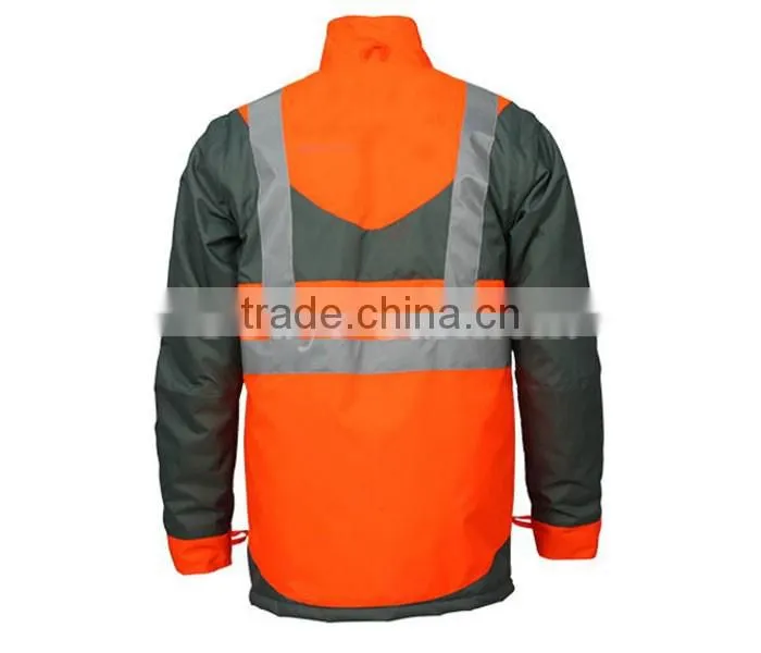 Hi-Vis two tone waterproof reflective taped winter workwear jacket