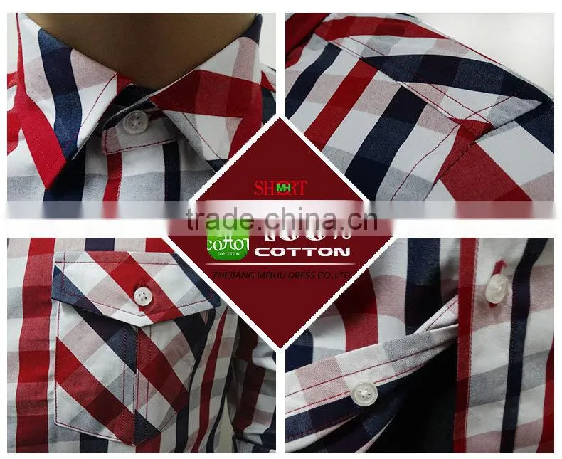 2017 latest plaids mens shirtslong sleeves with two pockets