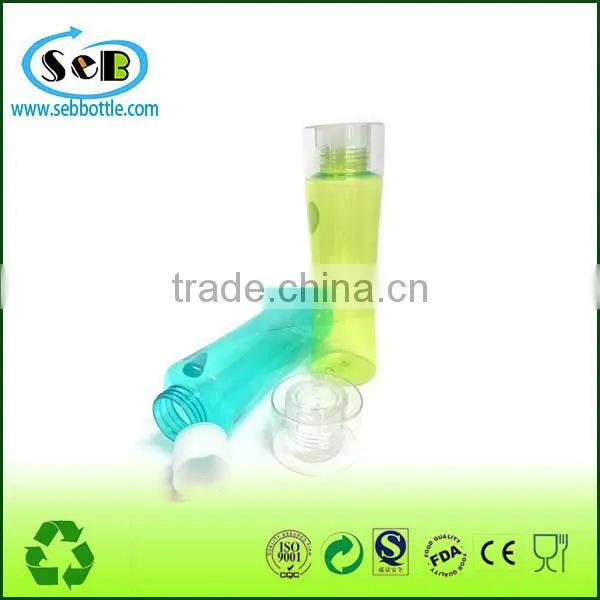 Flip Top Wide Mouth Loop Cap Design Sports Plastic Water Bottle