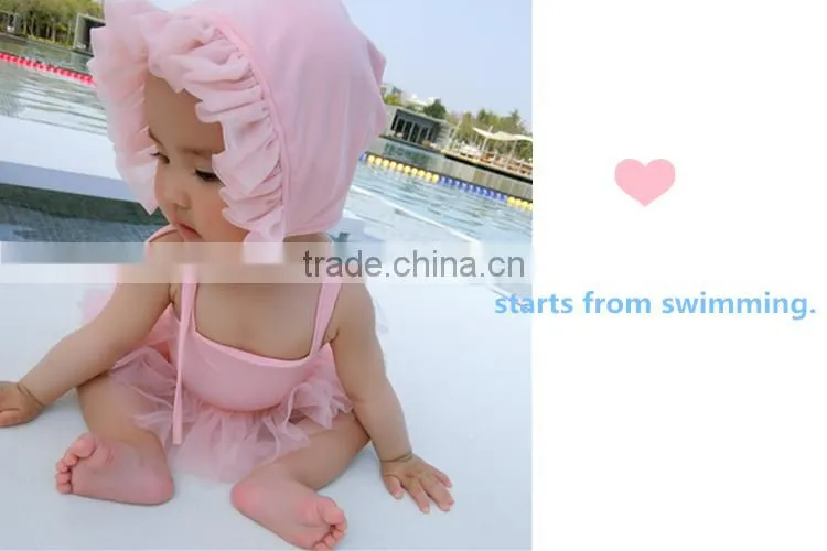 2017 beautiful cartonn young children's girls swimwear yellow swimsuit