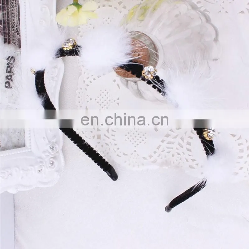 Small genuine mink fur balls hair hoop for girl handmade fur accessory