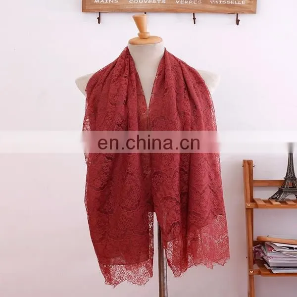 Fashion Women Pure Cotton Lace Scarf Sunscreen Beach Scarf Multi-color In Stock