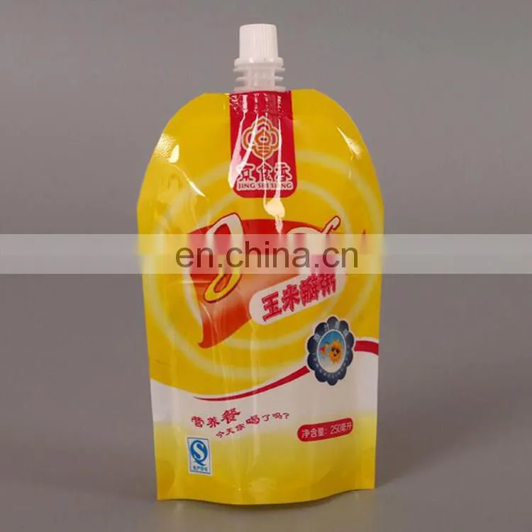 Custom Printed Stand up Plastic Reusable Squeeze Spout Pouch Bag For gruel Packing with clear window
