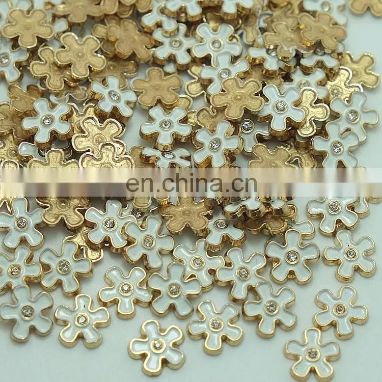flower hot fix copper metal studs metal glue on diamonds