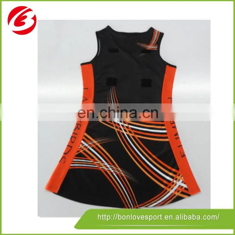 Cheap wholesale custom design netball jersey by lycra fabric
