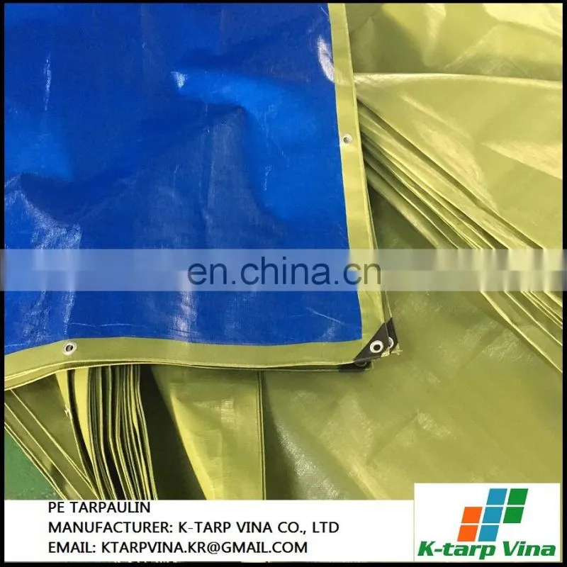 Heavy Duty Tarpaulin, High Density Woven Polyethylene and Double Laminated, 180g/sqm, Blue/Green