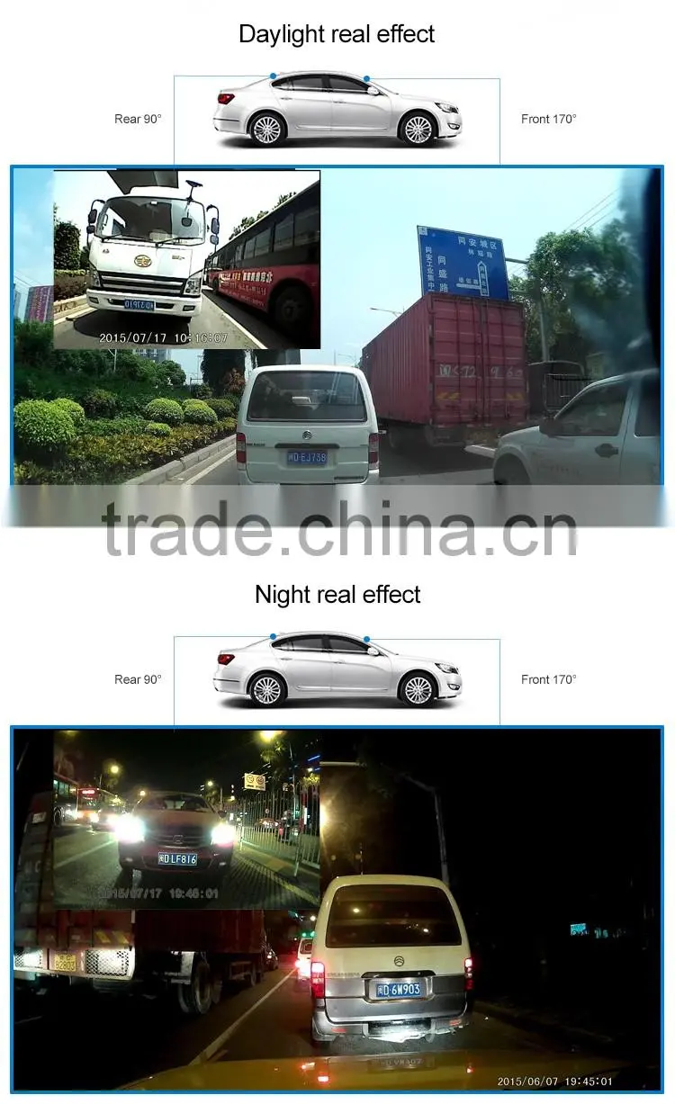 Dual Digital Vedio Camera rearview mirror DVR