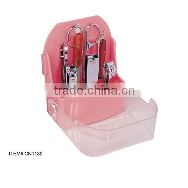 Plastic case with mirror cordless manicure set