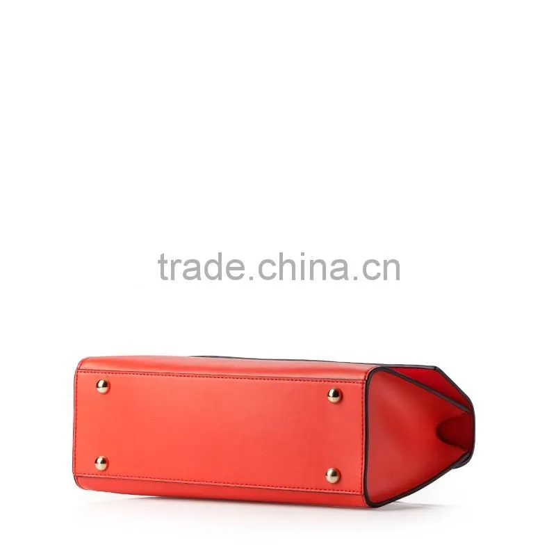 Hot selling wholesale new fashion red genuine leather handbag / leather bags women shoulder bag/ leather satchel bag