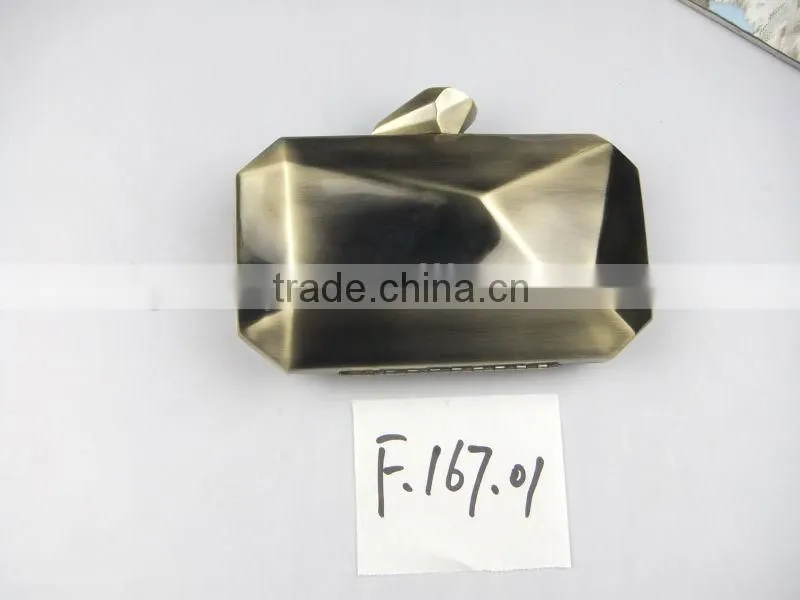 NEW Luxury Antique Brass Metal Minaudiere Clutch Bag With Chain For Girl