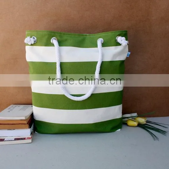 2015 spring, For market or beach or gym, Bags handmade Lovely Bag white and yellow striped beach bag.