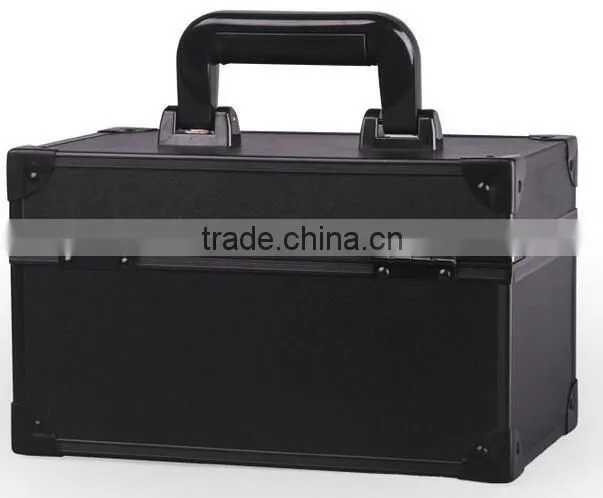 High quality black Aluminum makeup artist vanity case, cosmetic jewelry storage box, beauty box makeup vanity case bag
