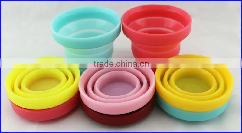 Durable Soft and Flexible Candy Color Collapsible Silicone Wholesale Travel Mugs
