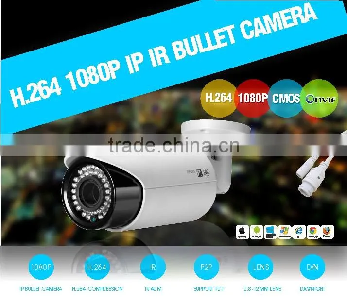 Full HD 1080P Varifocal Lens Sony CMOS IP Camera 2.0MP IR Outdoor Waterproof Color Bullet Security Camera with Onvif2.4