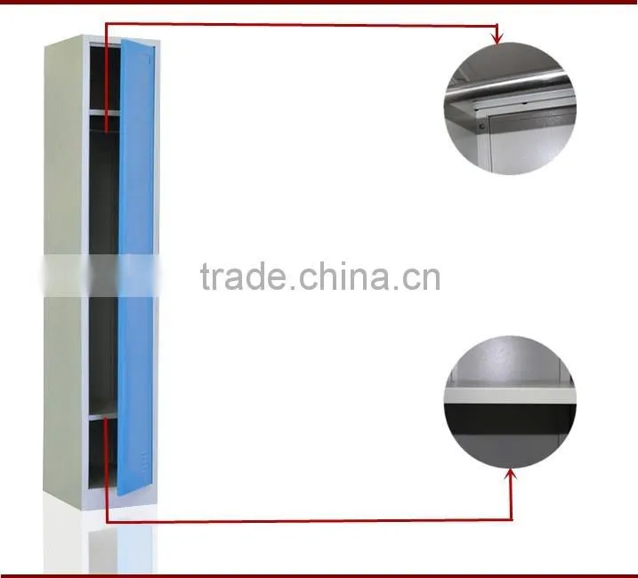 2016 New Lockers Blue Steel Slime Design Steel Cupboard With Single Door