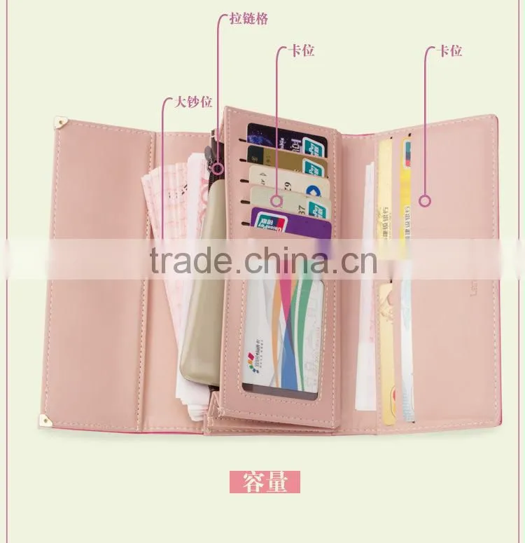 8 colors Hot Sell Three Fold Ladies wallet ladies pars hand set bag