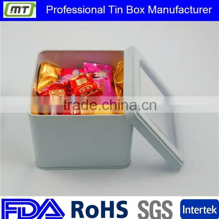small square window tin box package
