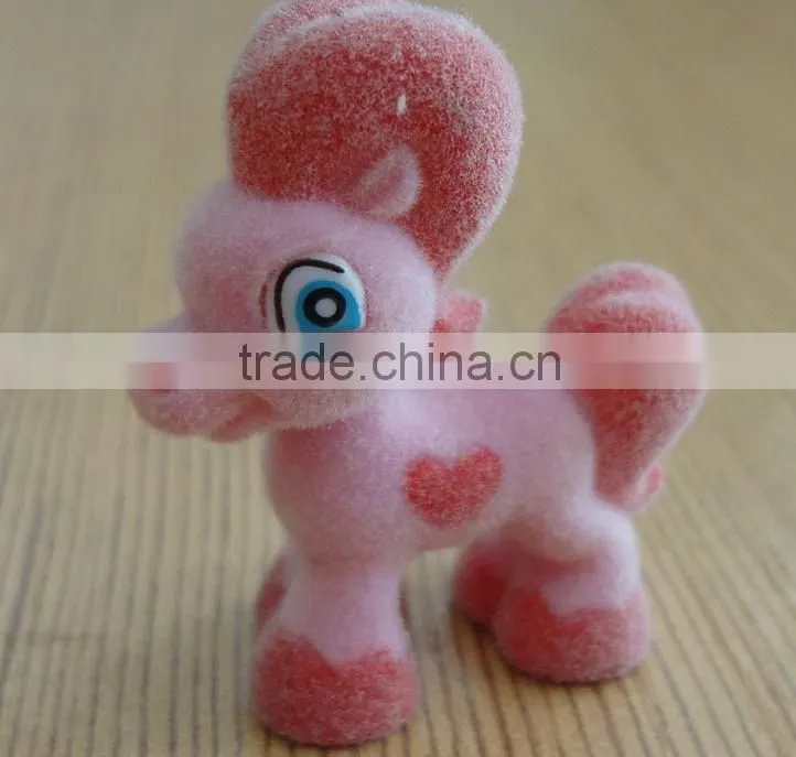 lovely collective plastic flocked animal horse toy for kids