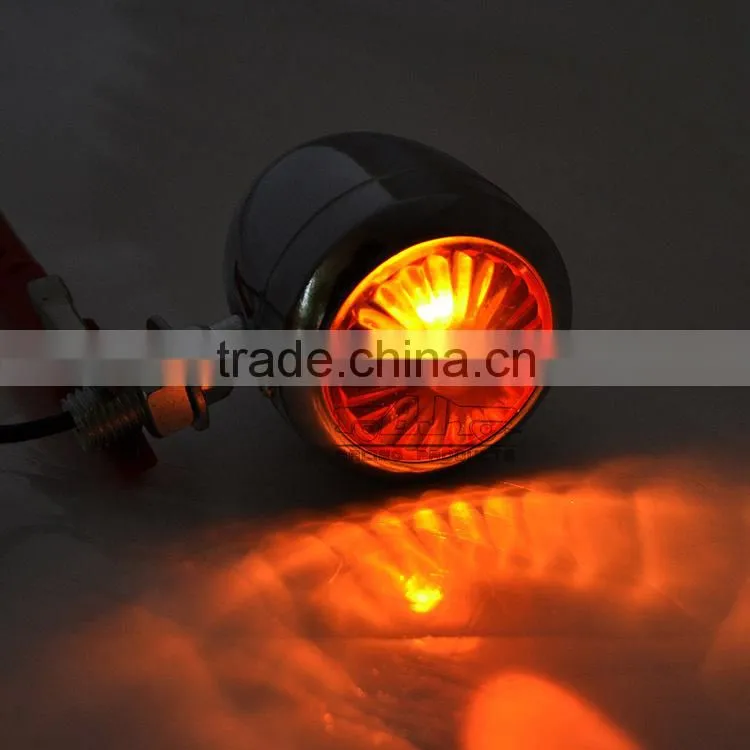 BJ-SL-057 High Quality Universal Chrome Amber Motorcycle Turn Signals Lights Bulb