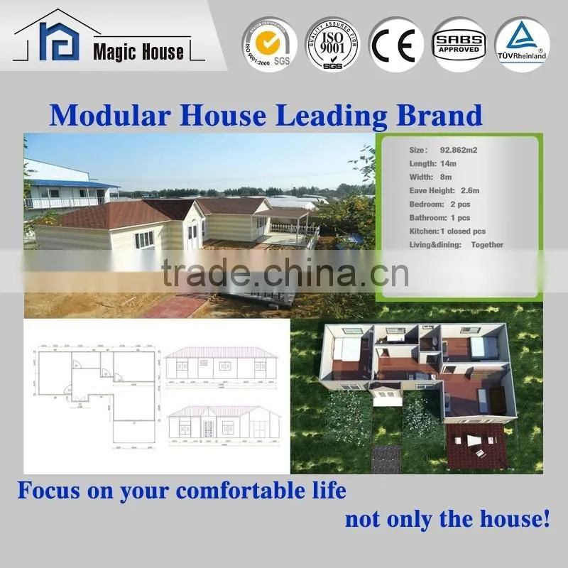 Hot Sales! Cheapest with Most Beautiful Two Bedroom Family Living Prefabricated Modular House, 7 Days Assembling