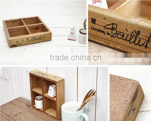 2015 man-made factory price wooden storage box with 4 girds