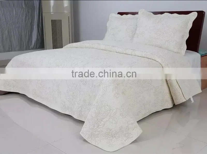 2015 New designs,cheap plain bedspread bedsheets quilt throw set