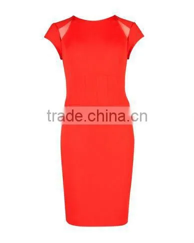 Alibaba BBQ Trendy Ladies Red Korean Bodycon Career Dresses
