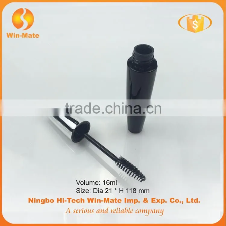 2015 new silver & black flat high quality plastic container for mascara
