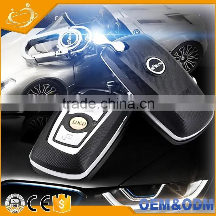 Modified Flip Key Shell 3 Buttons HU58 Folding Leather car keys bag for BMW