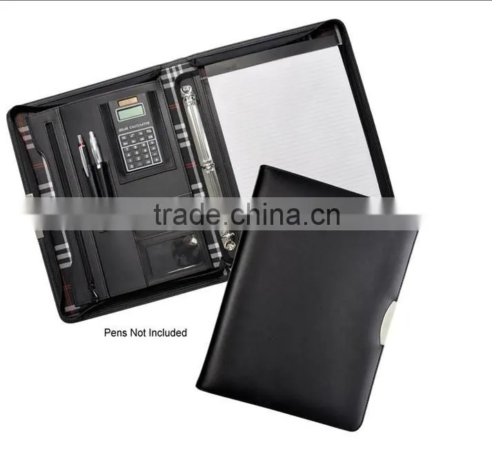 Genuine Leather A4 Presentation Folders With Notepad Holder