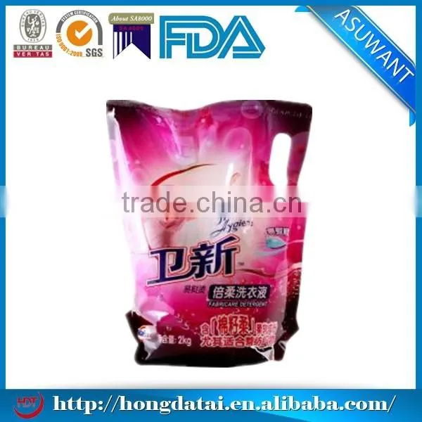 FDA certificated cheap stand up liquid laundry detergent packing bag