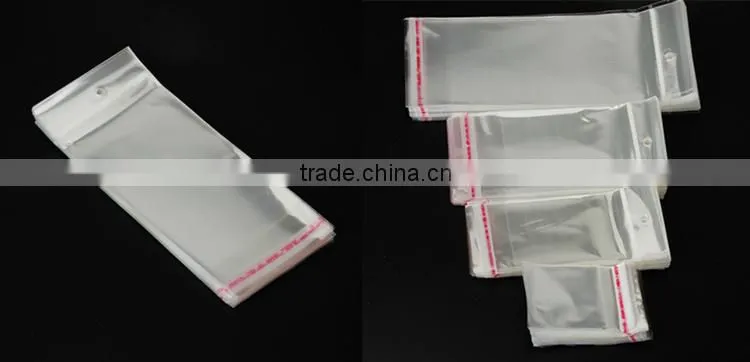YASON small gift/ toy packing pouches with opp header transparent pounches with tear notch and hanged header pp bag with header