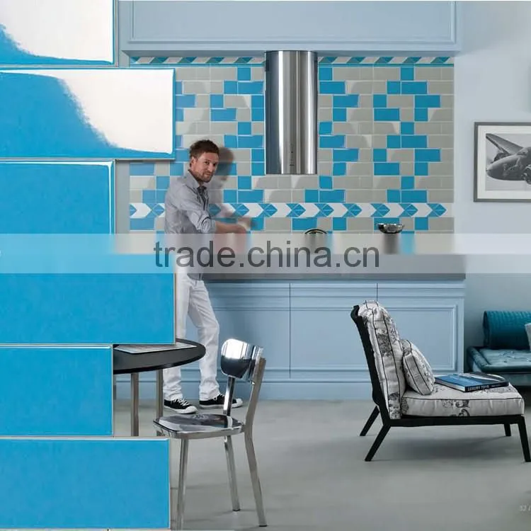 10x20mm sizes blue tile, kitchen glazed interior decorative wall tile foshan factory