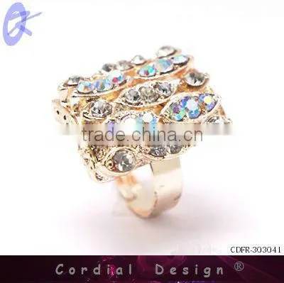 2013 Hot Sale Wholesale Fashion Jewelry Colour Rhinestone Alloy Ring
