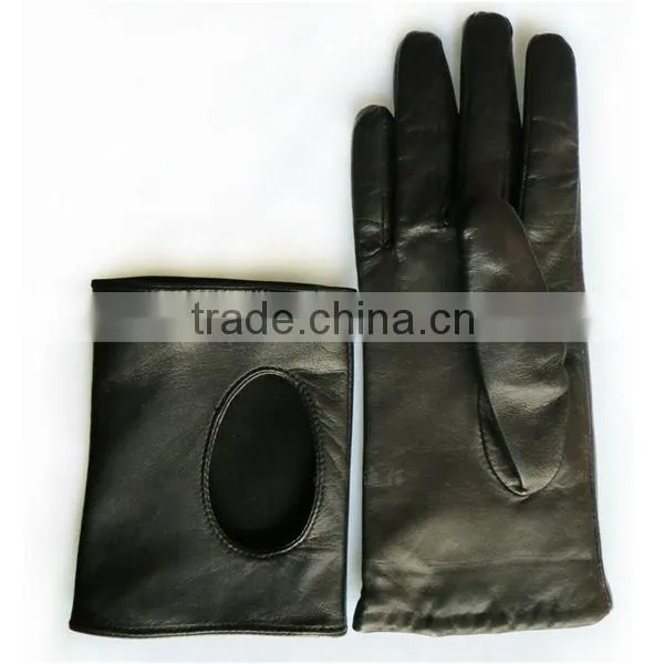 Double deck leather punk style kids leather gloves