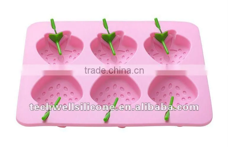 silicone strawberry ice lolly mold