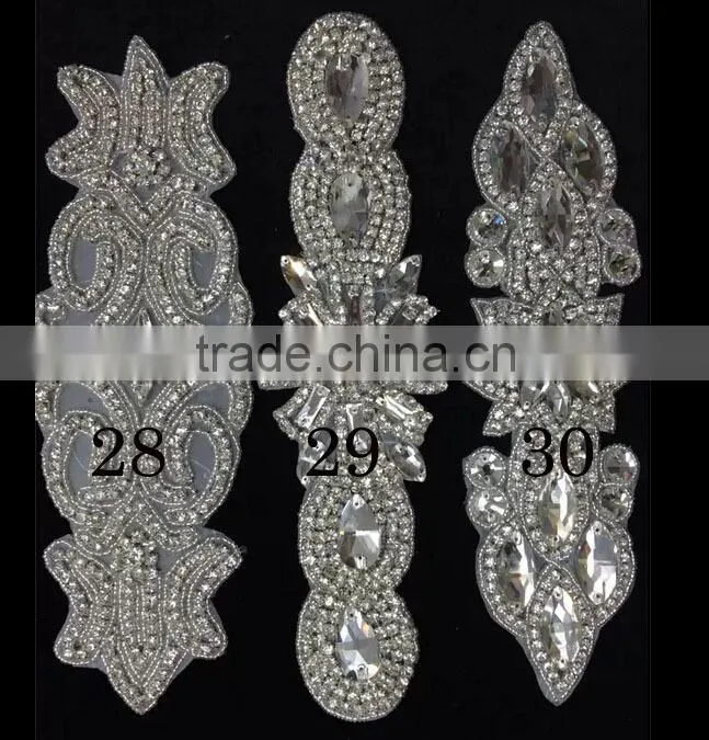 Rhinestone applique,crystal bridal Sash applique, Rhinestone trim applique, rhinestone embellishment,wedding beaded applique