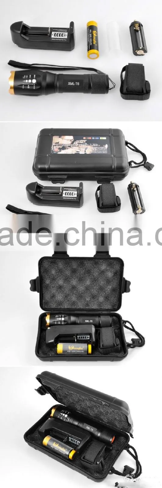Wholesale price T6 Adjustable Focus Zoomable LED Flashlight Torch
