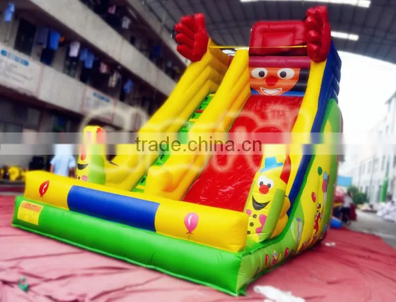 Hot selling high quality commercial adult inflatable clown slide,water climb to slide,smiling slide