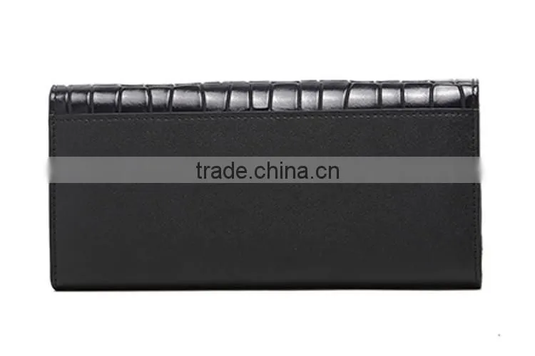 Elegant crocodile pattern leather women wallet with big matel chain