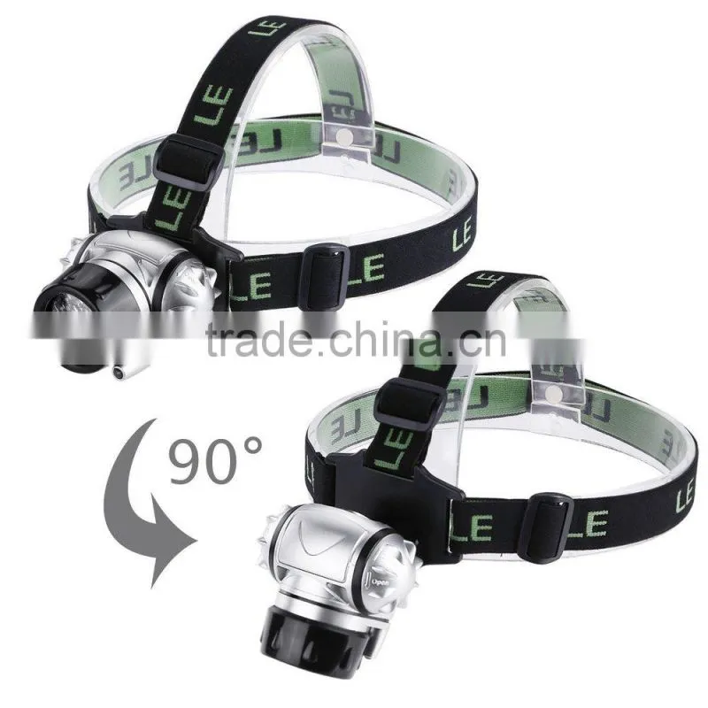 AAA battery powered LED Headlamp 18 White LED and 2 Red LED 4 Brightness Level Choice