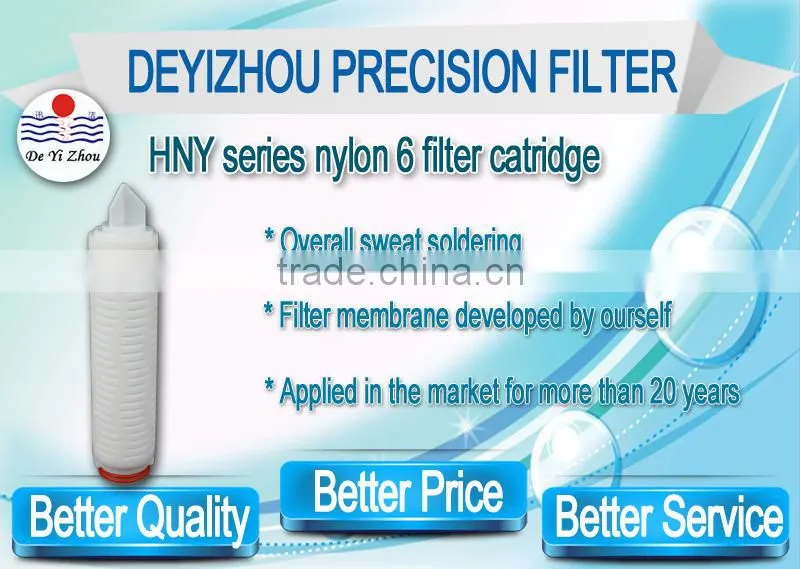 Food filtration Nylon 6 membrane pleated filter element