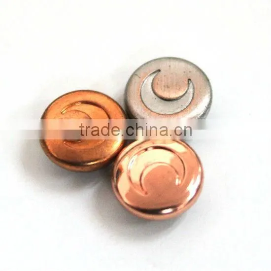 flat metal brass rivet with moon