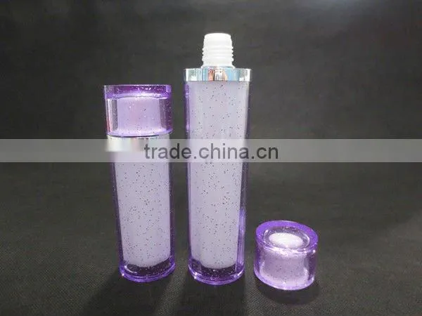 Plastic Cosmetic Packaging, Drum Shaped Acrylic Cream Jar and Cylindrical Lotion Bottle