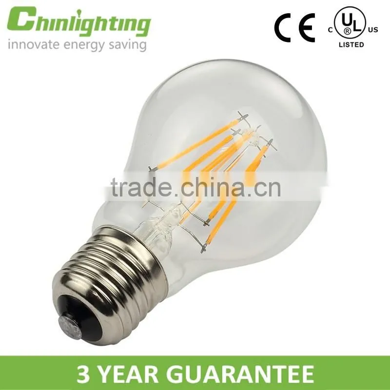 UL Energy listed E26 E27 Edison A19 Dimmable filament led bulb 2700k