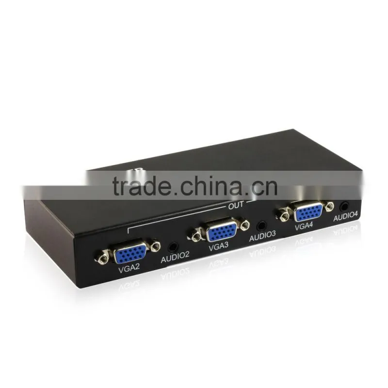 On promotion 4 port vga splitter with audio output and power adapter