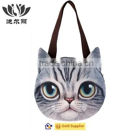 3d cat face tote bags
