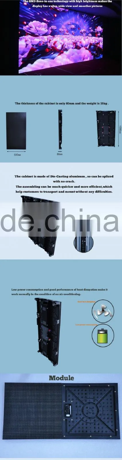 500x1000mm P3.91 indoor LED display rental die-cast aluminum cabinet /full color SMD rental LED